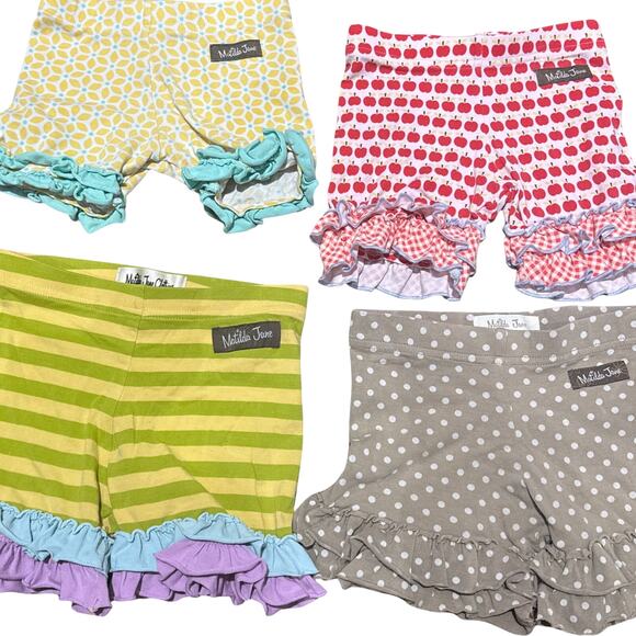 Matilda Jane Girls Size 2 Shorties Lot of 5 Ruffle Bottom Stretch Cotton Shorts - Picture 2 of 12